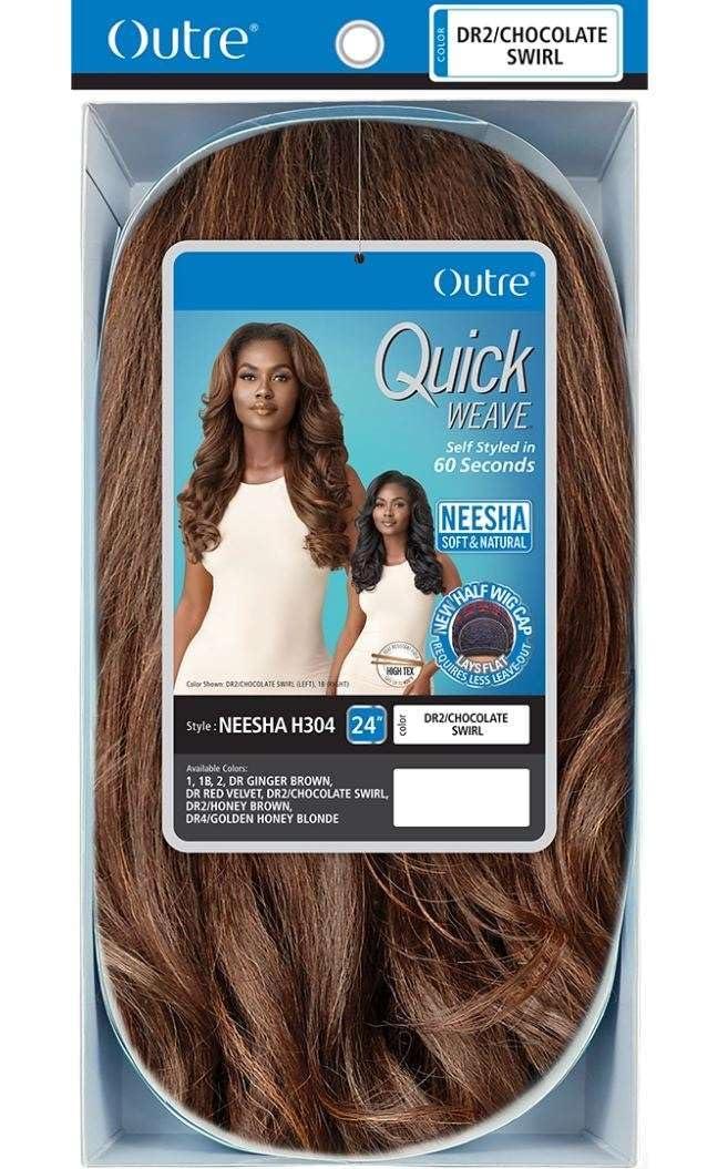 Outre Synthetic Quick Weave Half Wig - NEESHA H304 (Color:1B Off Black)
