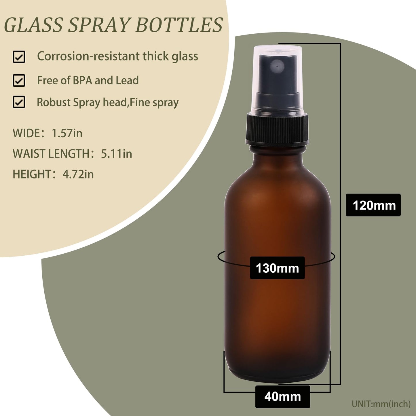 NOOEEISS Amber Glass Small Spray Bottles 2 oz 24 Packs,Fine Mist Sprayer Pretty Finish,Refillable Containers mini spray bottles for Cleaning Solutions and Skin Care (Amber Frosted 24Pack)