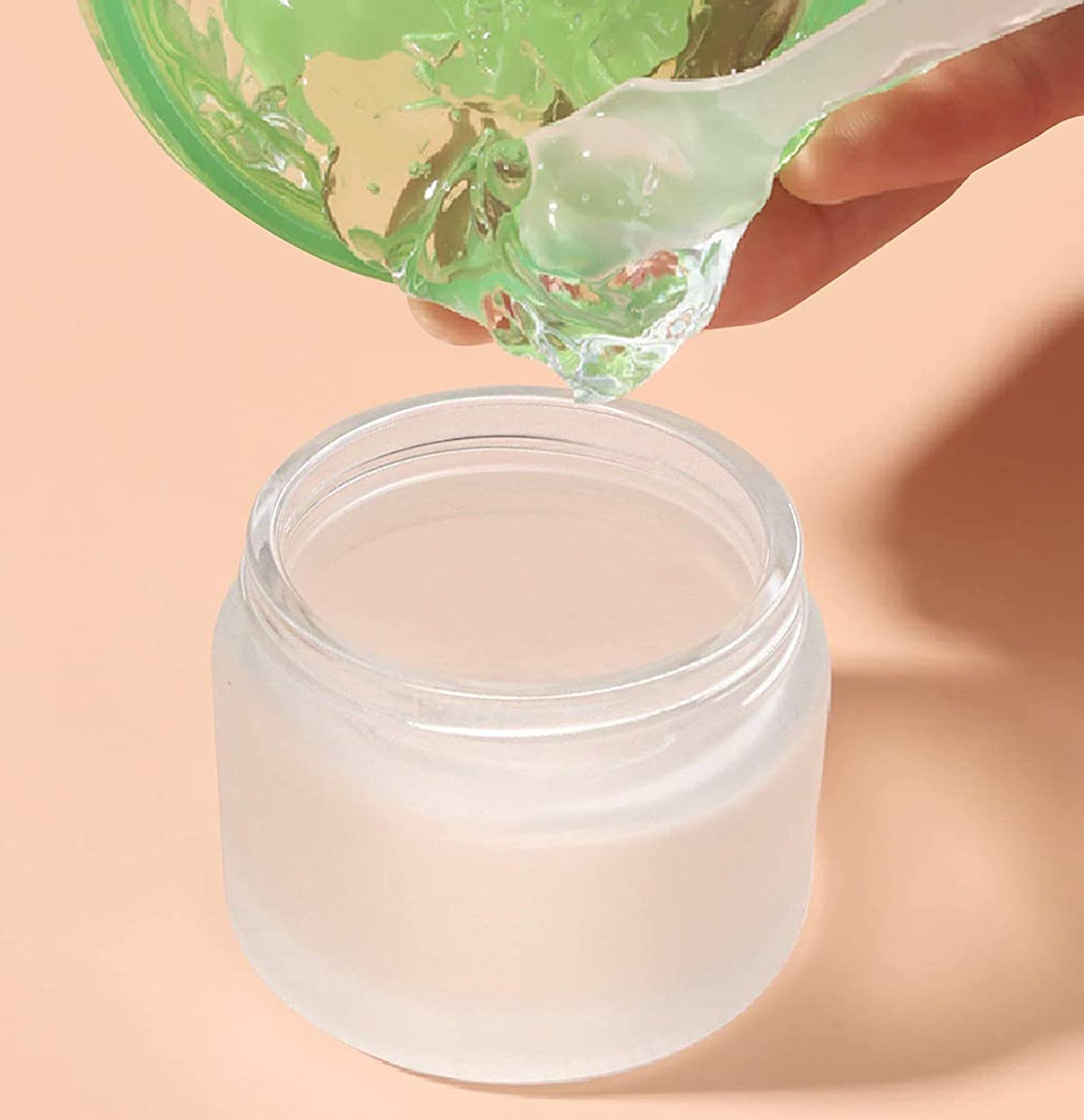 Healthcom 10 Packs 15ml/15g Empty Sample Jars Frosted Glass Cream Jar Bottle with Wood Grain Lid Cosmetic Containers Glass Cream Box Refillable Glass Cream Jar Pot for Makeup Lotion Face Eyeshadow