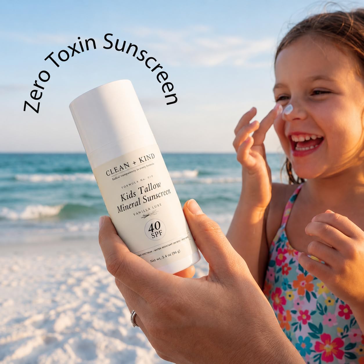 Clean + Kind Kids Sunscreen Mineral SPF 40 Twin Pack — Non Toxic Baby & Toddler Sunblock Bundle with Non-Nano Zinc Oxide, Grass-Fed Tallow, Natural Reef-Safe Sun Lotion, No White Cast (Two 3.4 oz)