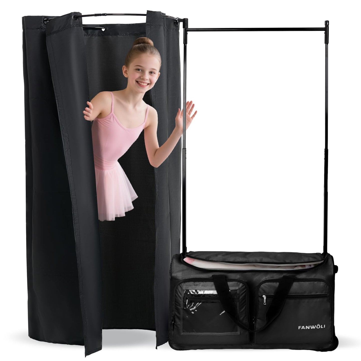 Fanwoli 23" Dance Bag with Rack and Dressing Room | Ultra-Light Collection | 360 Privacy Curtain | Ideal Competition Duffle Bag for Dancer Cheerleader Little Princess (Including Curtain)