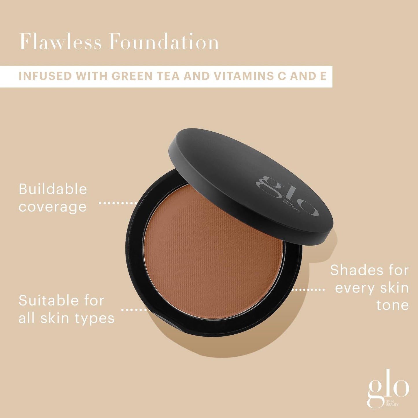 Glo Skin Beauty Pressed Base Powder Foundation, Cocoa Light – Buildable Sheer to Full Coverage, Long Wear Face Powder Compact, Pressed Powder Makeup for Smooth, Semi-Matte Finish
