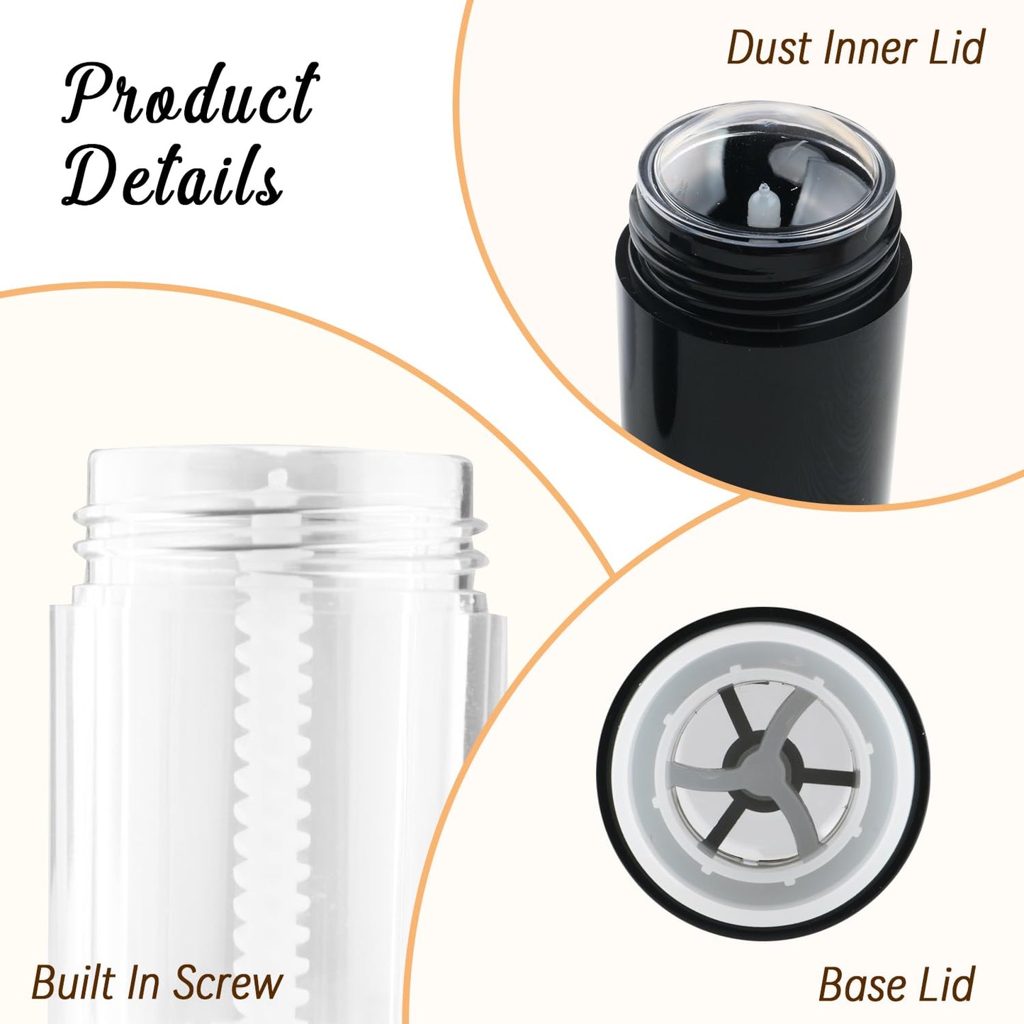 BOSMIOW 12 Pieces 15g Black Plastic Deodorant Containers,Empty 1/2 oz Travel Lip Balm Tubes for DIY Solid Perfume,Lipstick,Chapstick,Crayon