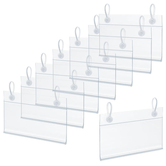 100 Pack Plastic Wire Shelf Label Holders, 4" x 2.3" Clear Price Tag Holder Sign & Ticket Holder with Double Snap Lock Closure, Reusable Basket Label Holders for Market, Retail Shop, Pantry