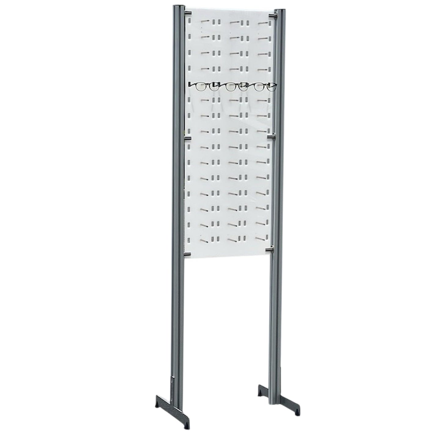 Open Optical Frame Display – Freestanding Floor Top Rack – Aluminum & Acrylic – Optical Retail Sunglass Store (Polar-White, 45 Frame Capacity)
