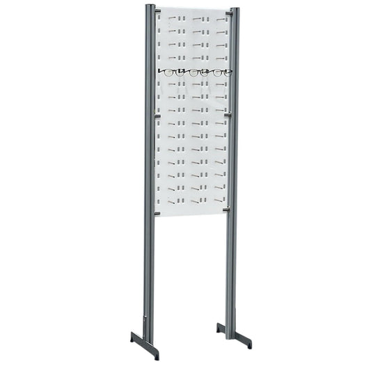 Open Optical Frame Display – Freestanding Floor Top Rack – Aluminum & Acrylic – Optical Retail Sunglass Store (Polar-White, 45 Frame Capacity)
