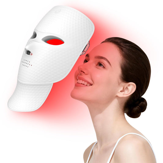 Upgraded LED Face Mask Light Therapy - Gen 2 Ultra-Lightweight Face & Neck Red Light Therapy Device - Detachable Neck Piece & 7 Color Photon Skin Care Shield - Wireless & Portable Home Spa