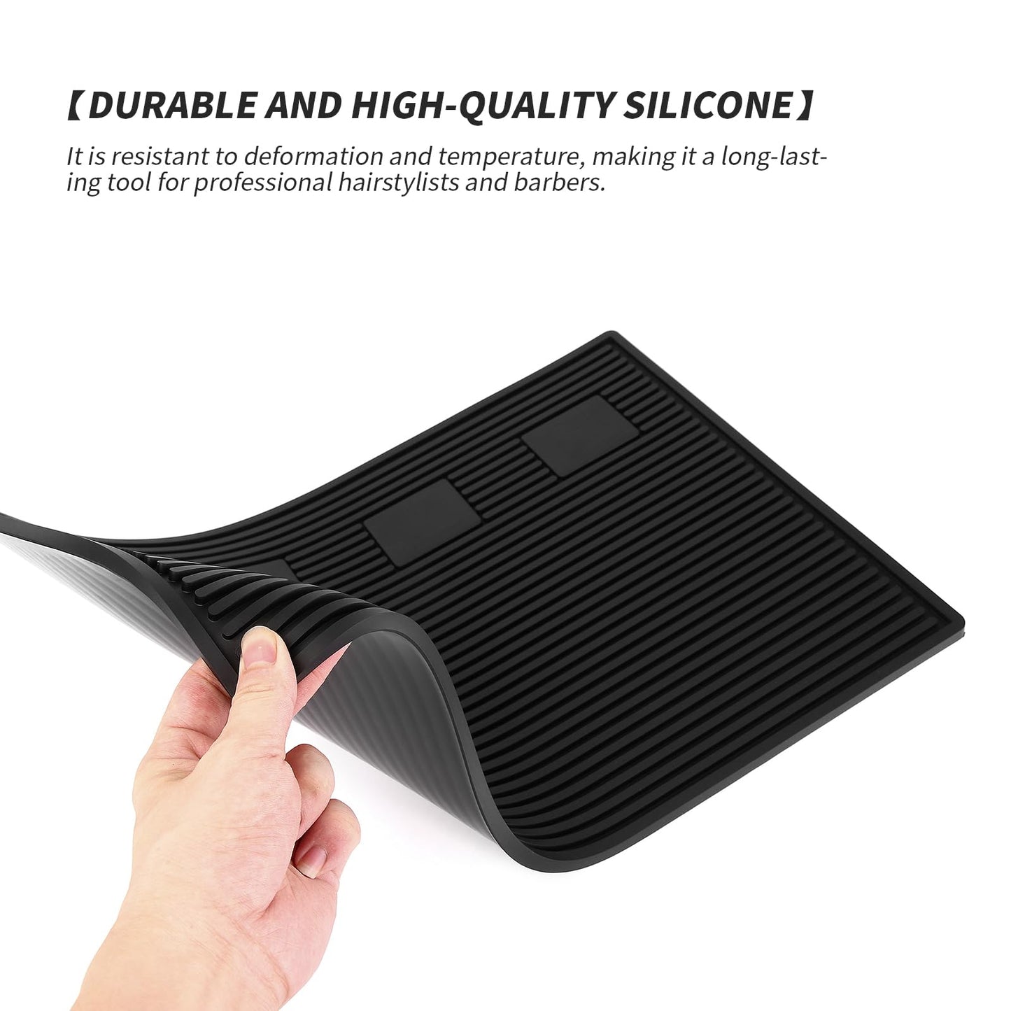 Magnetic Barber Station Mat for Clippers, Stripe Non-Slip Organizer, Professional Salon Barbershop Workstation Pads, Beauty Salon Tools(19" X 13" Black)