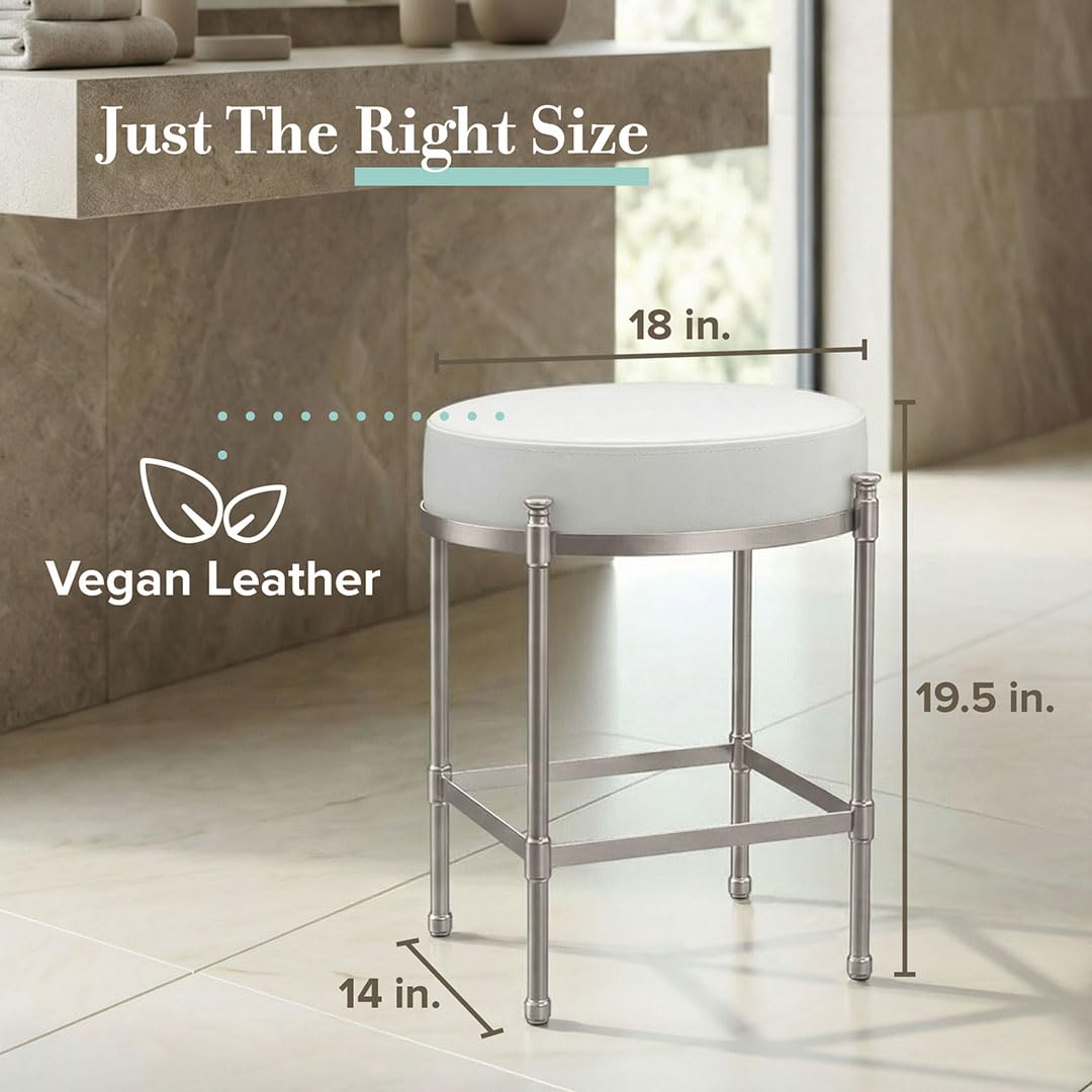 Gatco 1359 Oval Vanity Stool, 19.5" H, Satin Nickel