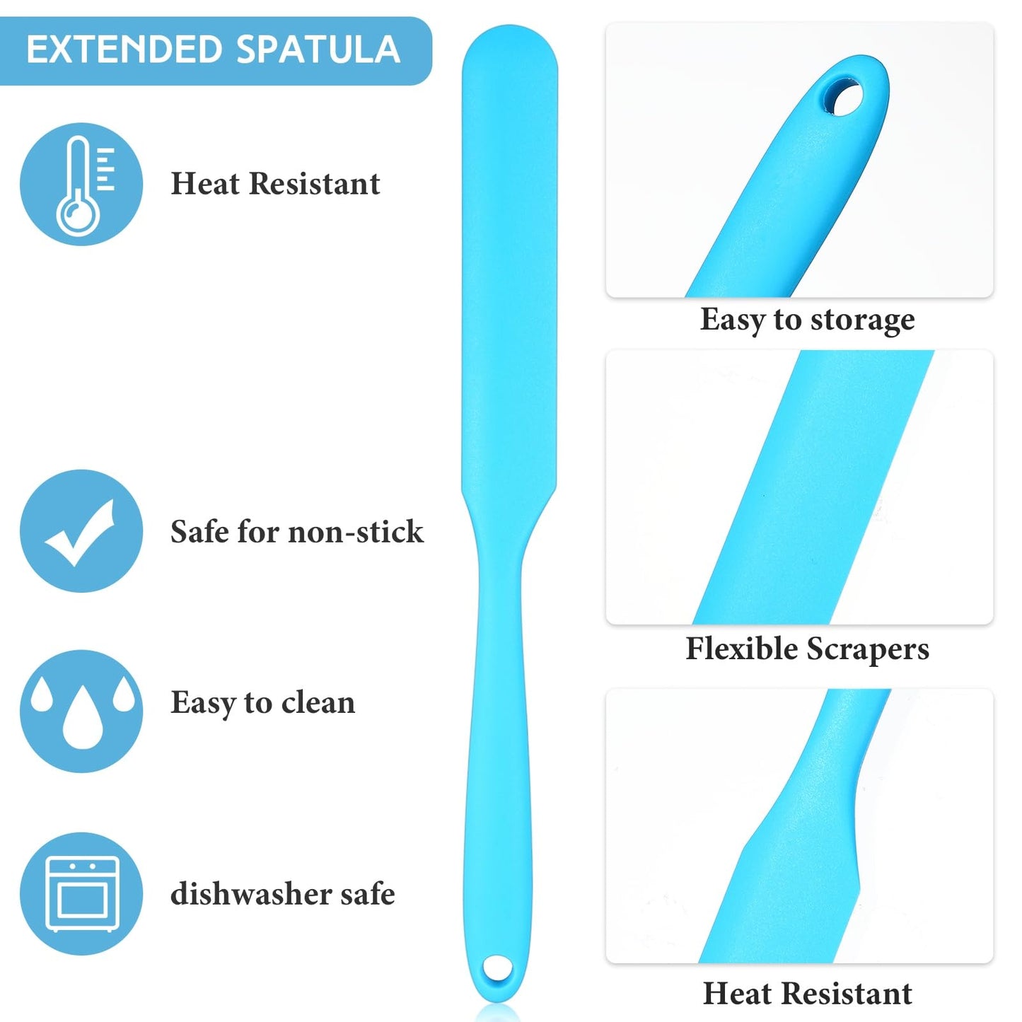 Lasnten 24 Pcs Silicone Spatula Set Heat Resistant Spatula Silicone Flexible Non Stick Jam Scraper with Long Handle Mixing Batter Scraper for Butter Cake Cream Icing Cooking Kitchen Baking