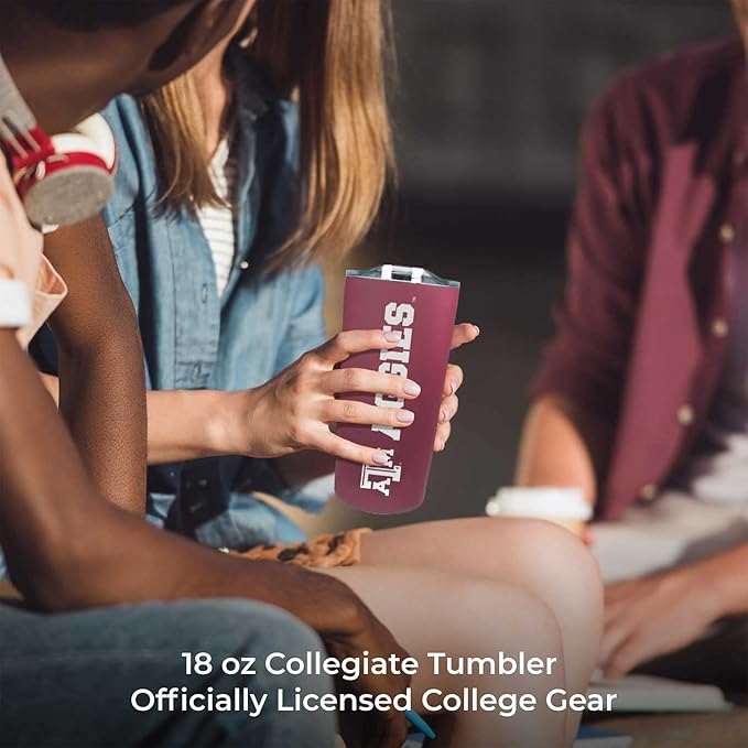 Campus Colors NCAA Stainless Steel Tumbler perfect for Gameday - 18 oz - Double Walled - Keeps Drinks Perfectly Insulated (Texas A&M Aggies - Maroon)