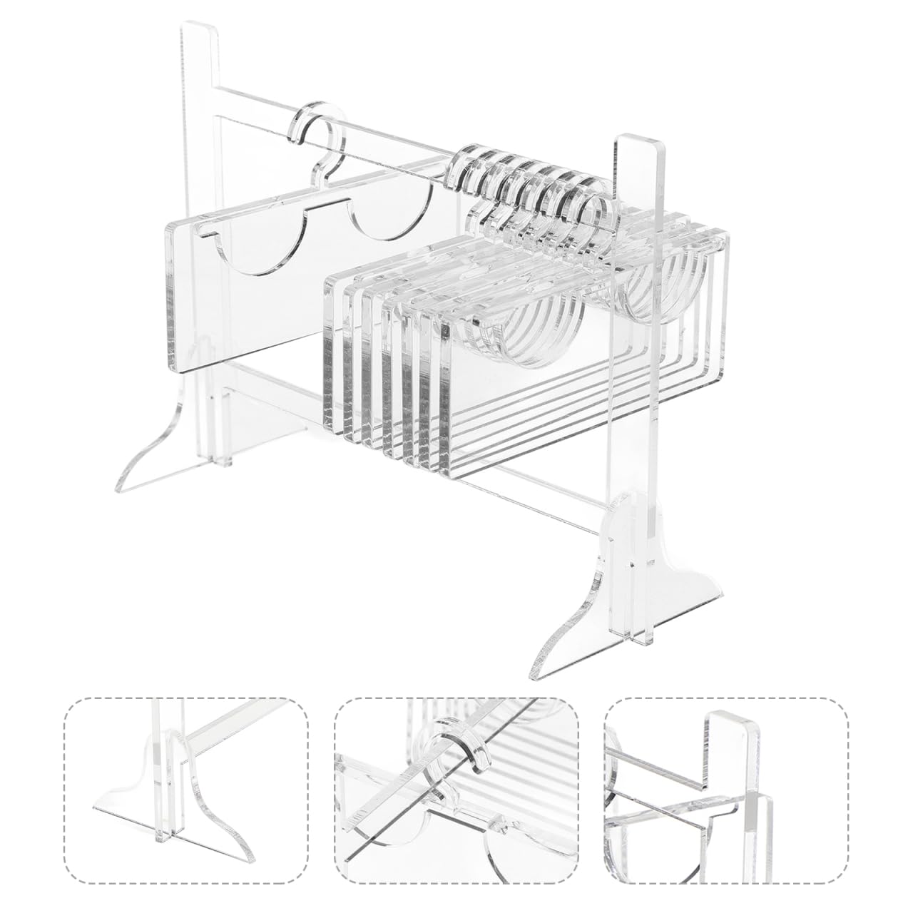 OATIPHO Transparent Acrylic Lash Organizer Rack Eyelash Storage Display Hanger Compact Portable Lash Holder for False and Grafted Lashes Travel Home Use 5.86X4.72X2.32In