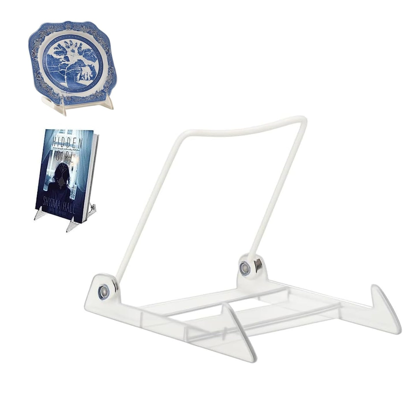 KINGDOM SOLUTIONS MADE IN USA 12-Pack Adjustable Acrylic Easels - Plate Stand - Sturdy Book Stand for Art, Pictures, Plates, Frames - Unique on the Market