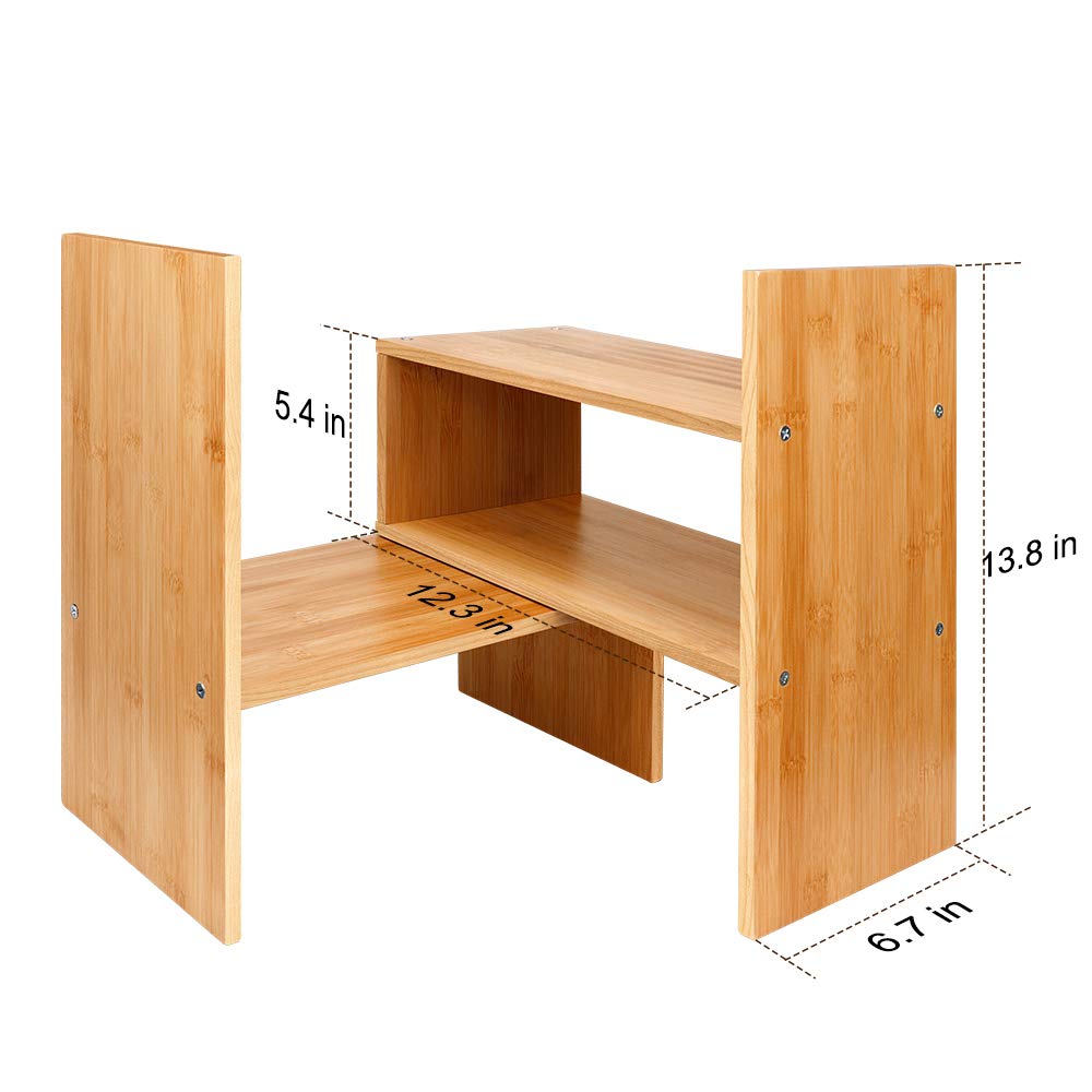 Sorfity Adjustable Desktop Bookshelf, Desk Organizer Display Shelf Counter Top Bookcase Free Style Display Shelf Rack Office Supplies Storage Shelf Book Multipurpose Bookshelf for Office Kitchen