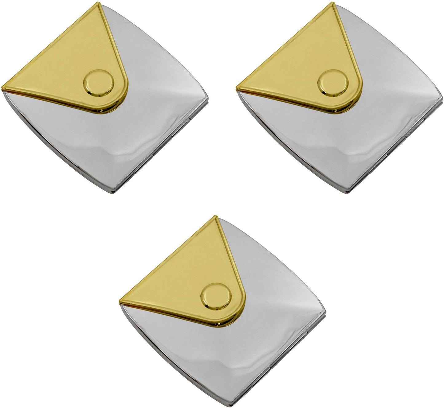 Stephanie Imports Set of 3 Double Sided Clutch Shaped Magnifying Compact Mirrors (Gold & Silver)