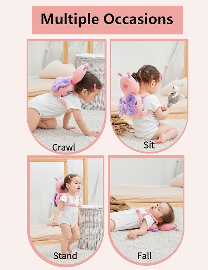JunNeng Toddler Baby Head Protector Backpack for Toddler Walker with Knee Pads&Anti-Slip Socks, Angel
