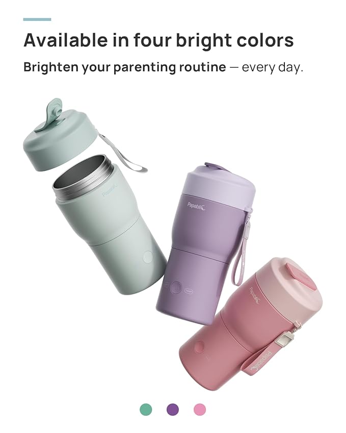 Papablic Pro Portable Bottle Warmer for Travel – Fast Heating, Built-in Sterilizer, 30W Fast Charge, 5-Temp Control, Easy-Clean Wide Mouth, Baby Milk Warmer for Breastmilk & Formula, Lilac Purple