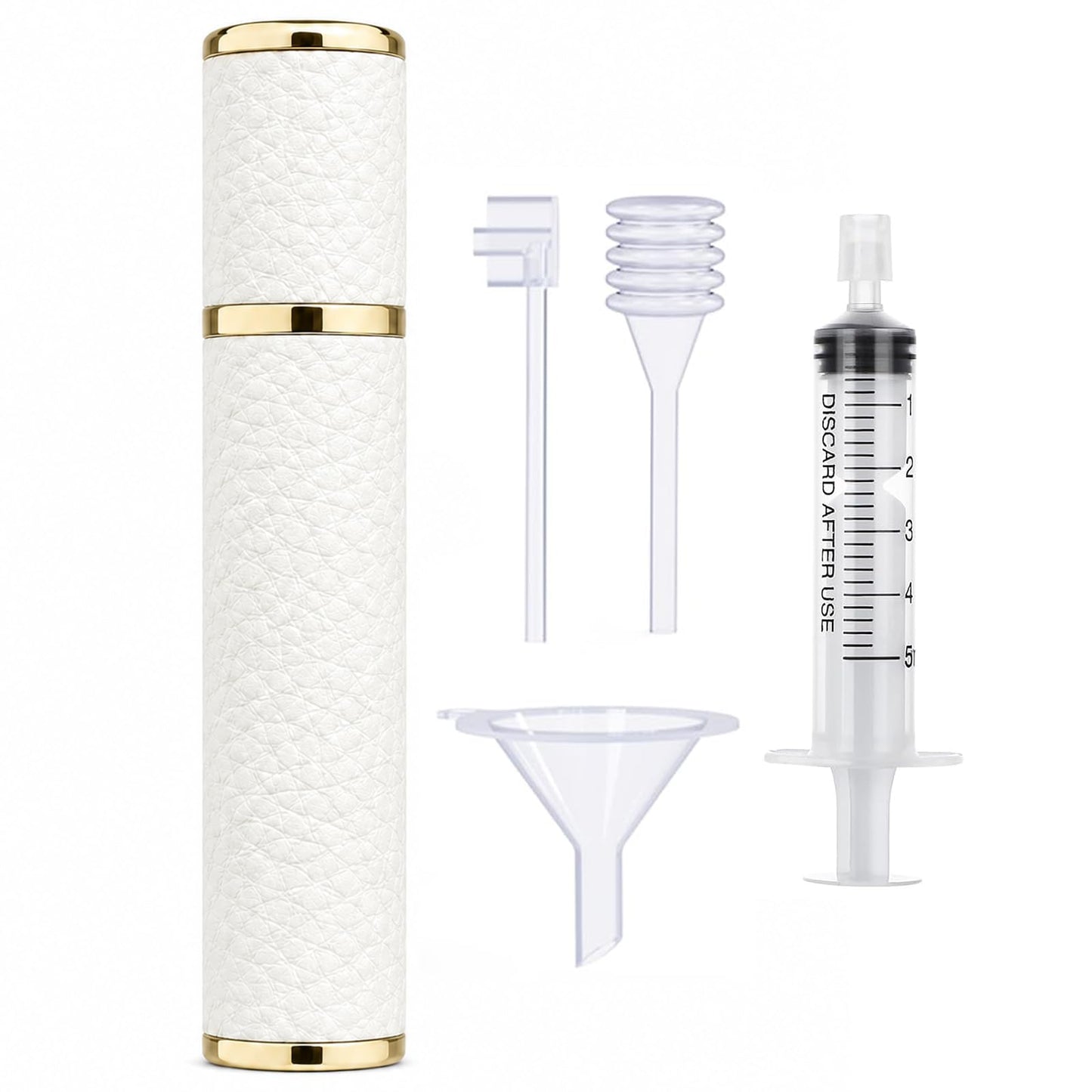 Vilarihor 10ml Mini Perfume Travel Refillable Bottle, Portable Perfume Atomizer, Small Travel Cologne Sprayer, Leakproof Design with 4 Refill Tools, Essential Travel Items for Men and Women (White)