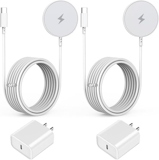 [Apple MFi Certified] Magnetic Charger,Wireless Charger Fast Charging 2Pack 6FT USB C Plug Mag-Safe Magnet Magvolt Pro Pad Chargers for iPhone Air/17 Pro Max/17/16E/16 Pro/16 Plus/15/14/13/12/AirPods