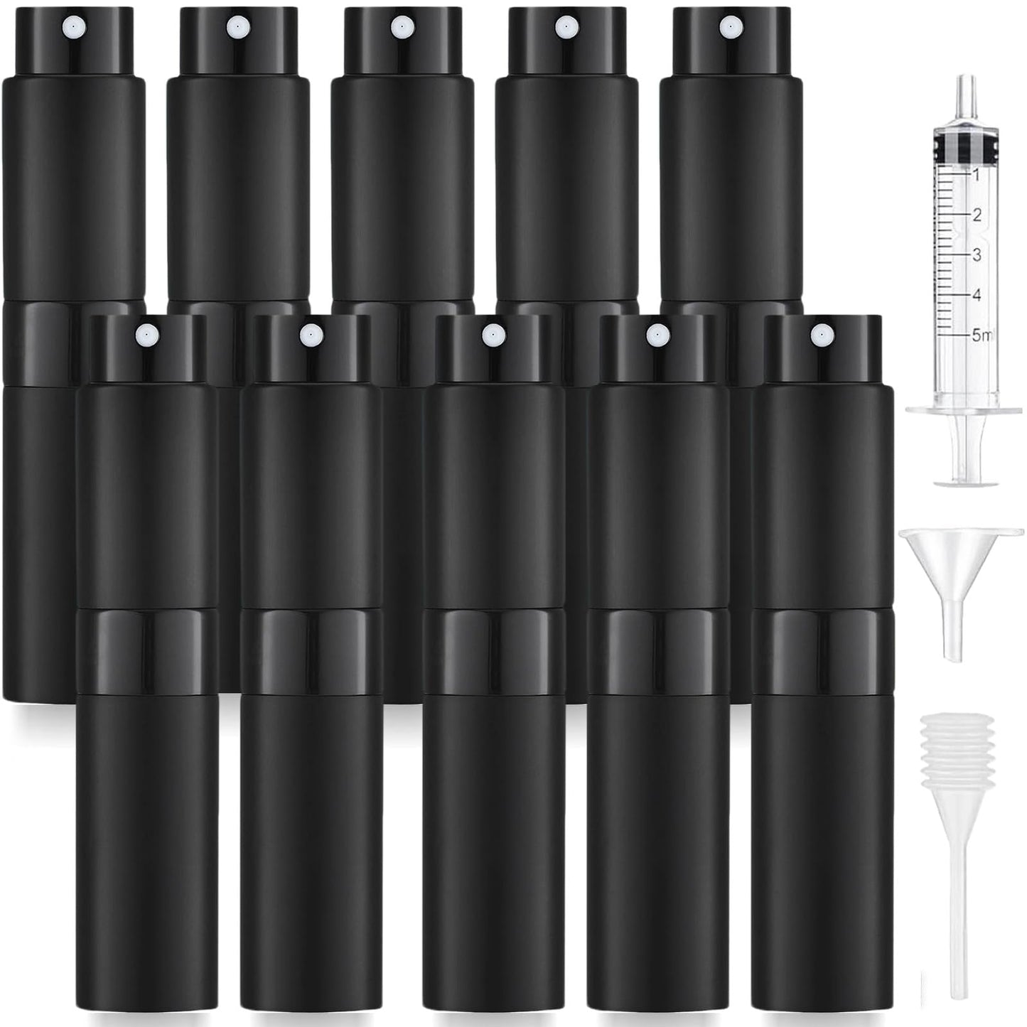 KBTYUDD 10 Pack 8ML Travel Perfume Bottle Refillable Empty Perfume Atomizer Cologne Travel Spray Bottle for Refill Portable Cologne Dispenser Mini Sprayer for Women Men Twist Tpye (Black)