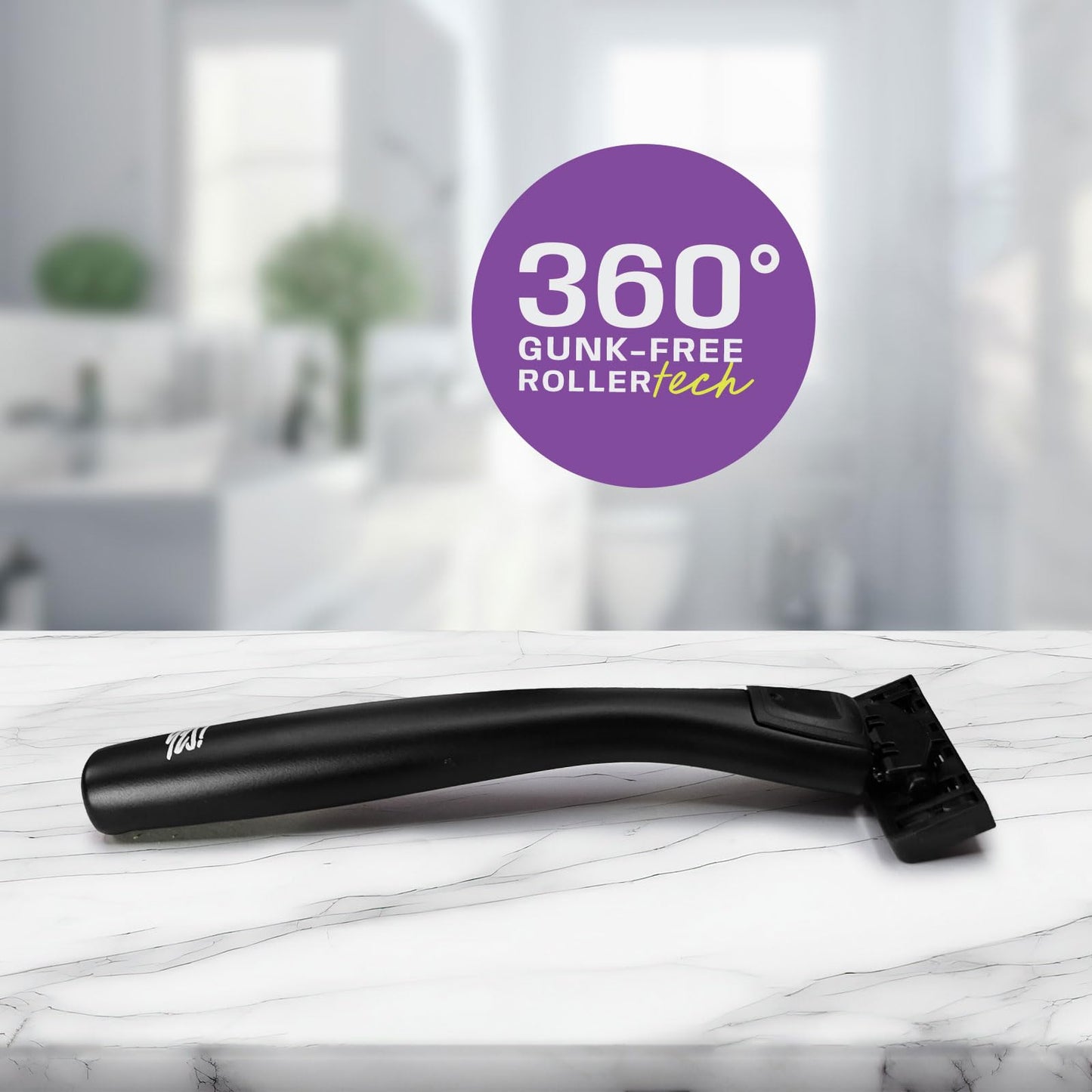 Anti-Clogging Razor Cartridge with Patented Dual Roller System – Triple Blade, Easy-Rinse Design, 1 Handle 3 Refills – YES! Your Epic Shave