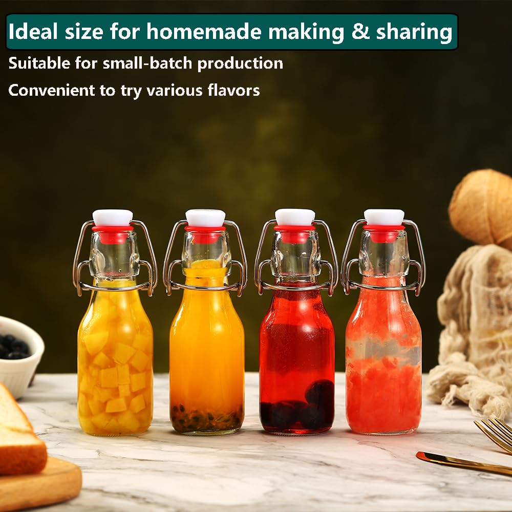 ZEBEIYU 12 Pack 4 oz Swing Top Glass Bottles,Flip Top Glass bottles with airtight Caps for Home Brewing Beer,Kombucha,2nd Fermentation,Kefir,Beverages,Soda,Oils,Vinegar,Limoncello,Vanilla extract