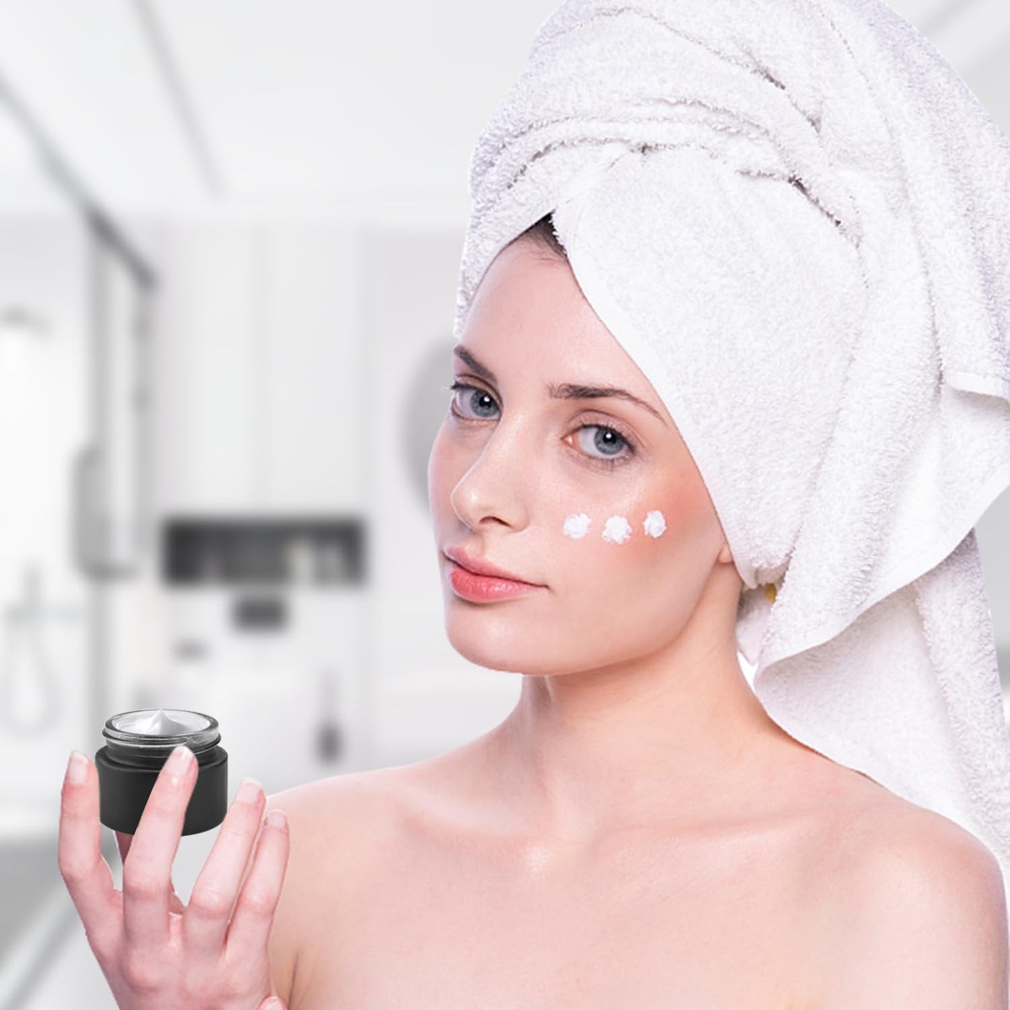 12 Pack 15g/0.5oz Cosmetic Cream Jar Black Frosted Glass Jar Empty Sample Jars Travel Makeup Container Jar Pot For Lotion Cream Lip Balm Eyeshadow And More