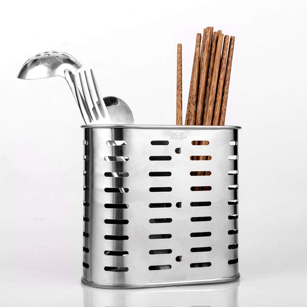 kaileyouxiangongsi Self Adhesive 2 Compartments Mesh Utensil Drying Rack/Chopsticks/Spoon/Fork/Knife Drainer Basket Flatware Storage Drainer, 304 Stainless Steel
