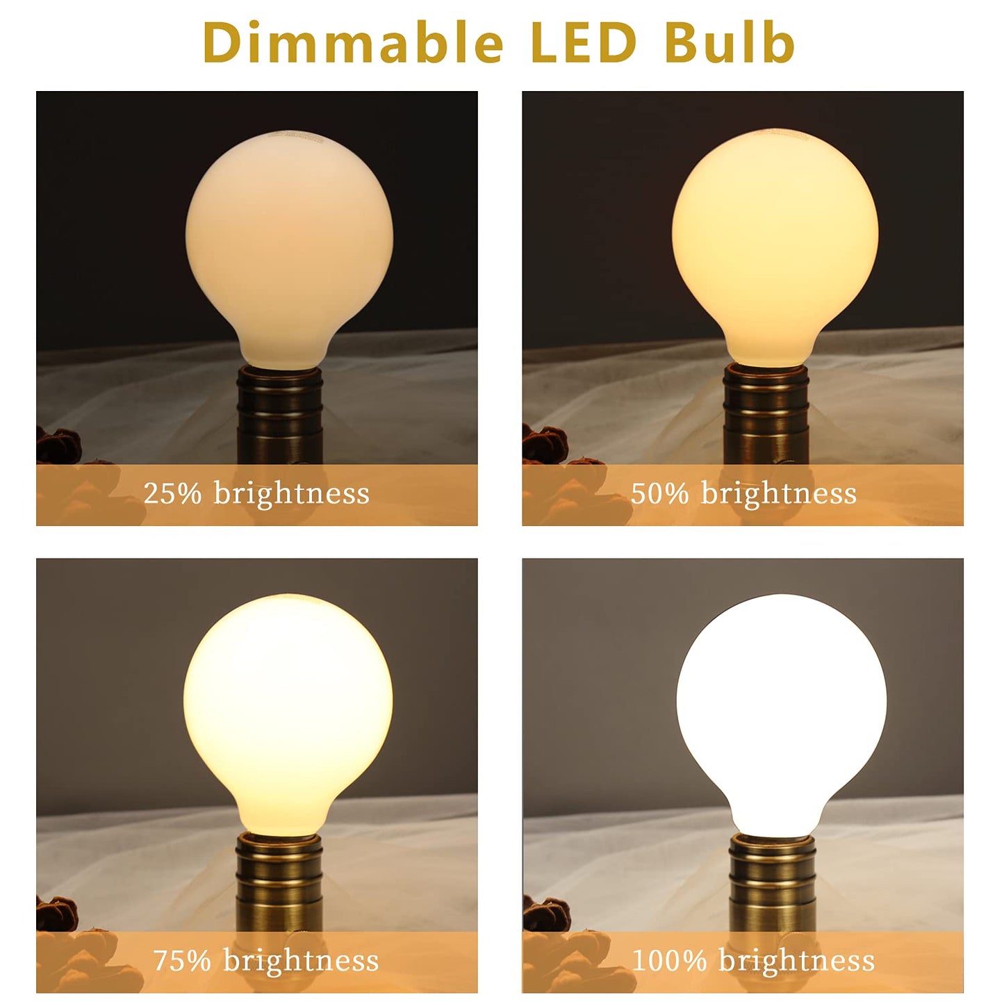 MEILUX G25 LED Globe Light Bulbs, Dimmable 5W (40 Watt Equivalent) LED Round Bathroom Bulbs, Warm White 2700K, 500LM, E26 Base, CRI90+ Milky Glass Bulbs for Vanity Makeup Mirror Bedroom, 6 Pack