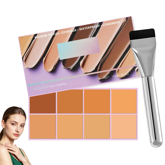 Soft Matte Cream Concealer Palette | 8 Shades | Waterproof Full Coverage | Long Lasting Lightweight Formula | with Applicator for Blemishes Cover (Medium)