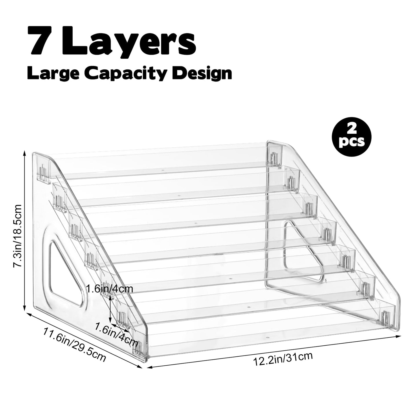 Zoketriton 2 Pack 7 Tier Perfume Organizer Stand, Versatile Acrylic Perfume Organizer Holder Display Stand Storage Tray for Figures Makeup Nail Polish Graded Cards Organization
