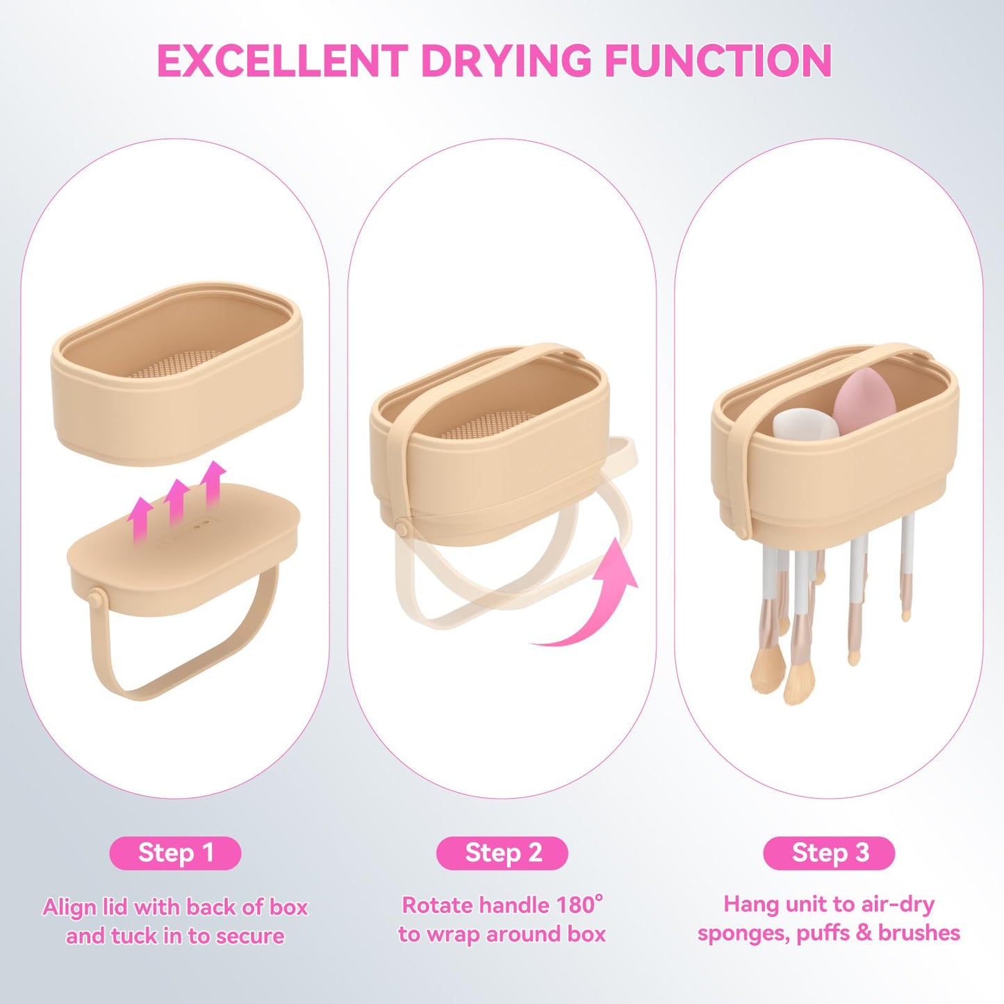 Makeup Brush Cleaner Mat 3 in 1 Makeup Brush Holder Silicone Makeup Brush Drying Rack Make Up Brush Cleaning Bowl Make Up Brush Cleaner Pad Cosmetic Storage Box Cleaning Tool for Sponge Powder Puff