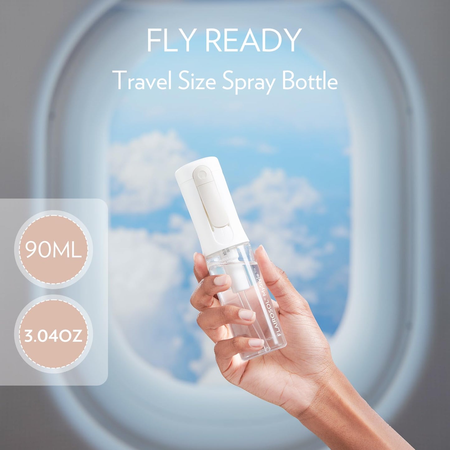 FLAIROSOL MyStyle, Spray Bottle for Hair - Small Travel Spray Bottle, Ultra Fine Continuous Water Mist for Face, Hairstyling, Salon, Cleaning, Beauty, Toners, Hydration & Makeup, 3.04oz / 90ml, White
