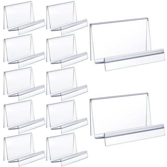 Qunclay 12 Pcs Purse Display Stand Clear Acrylic Wallet Display Stand Purse Holder Handbag Organizer for Bag Phone Cards Store