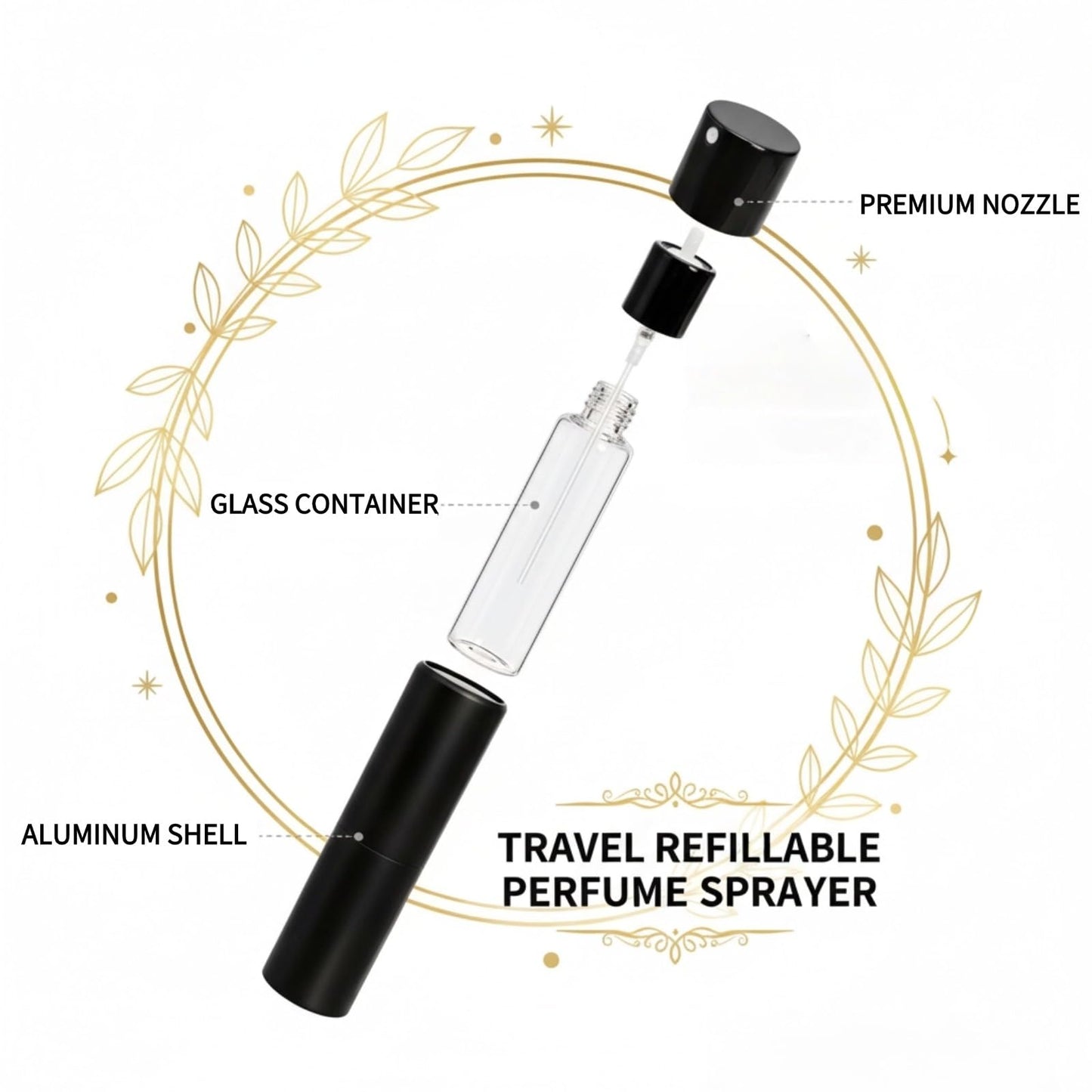 Mezchi 6 Pack 20ml Cologne Travel Bottle, Refillable Perfume Atomizer, Leakproof Travel Perfume Spray Bottle with Dispenser Tool, Empty Portable Fragrance Sprayer for Man, Woman, Black
