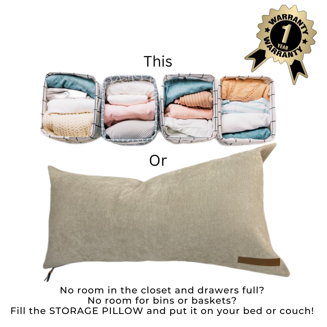 THE STORAGE PILLOW XL zippered storage Pillowcase FILL w Clothes Bedding Blankets to maximize Space - RV Camper Dorm Tiny Home Boat Inside Organization Ideas Accessories - Small Space Storage Solution