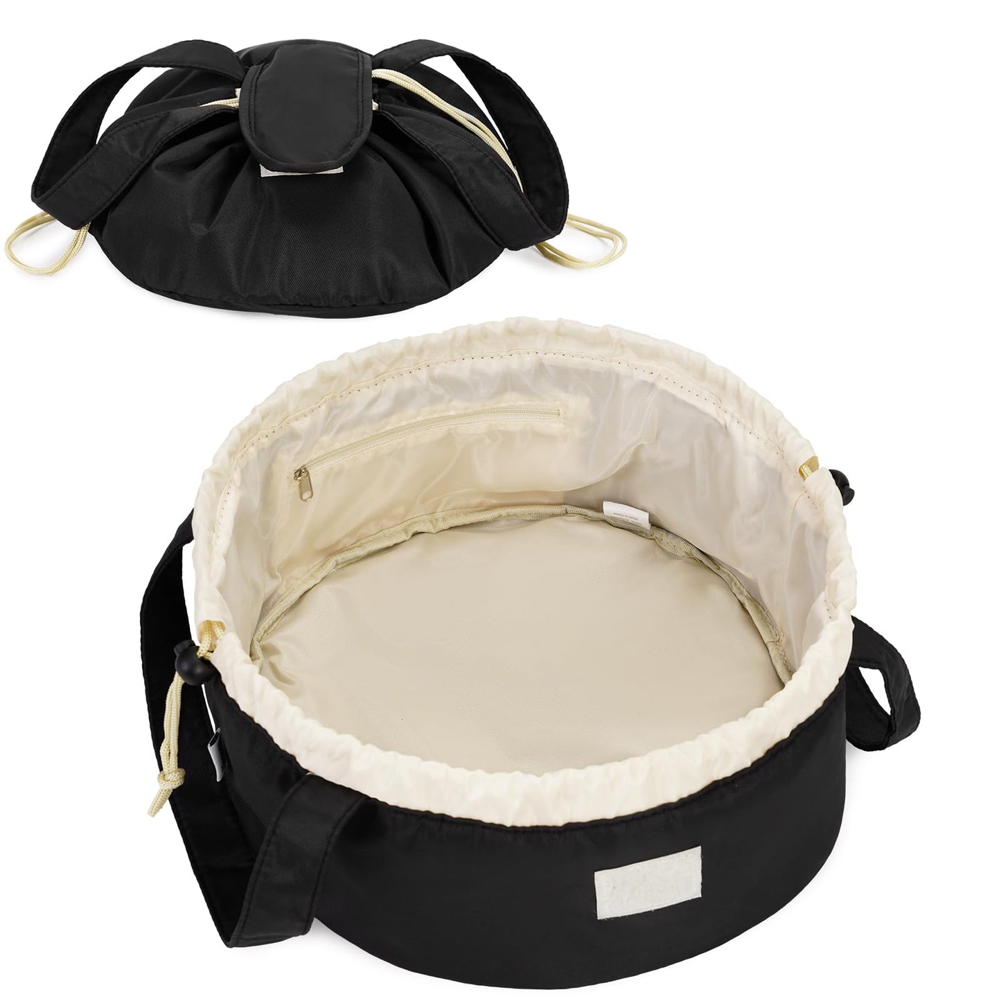 Narwey Barrel Drawstring Makeup Bag With Make Up Bag