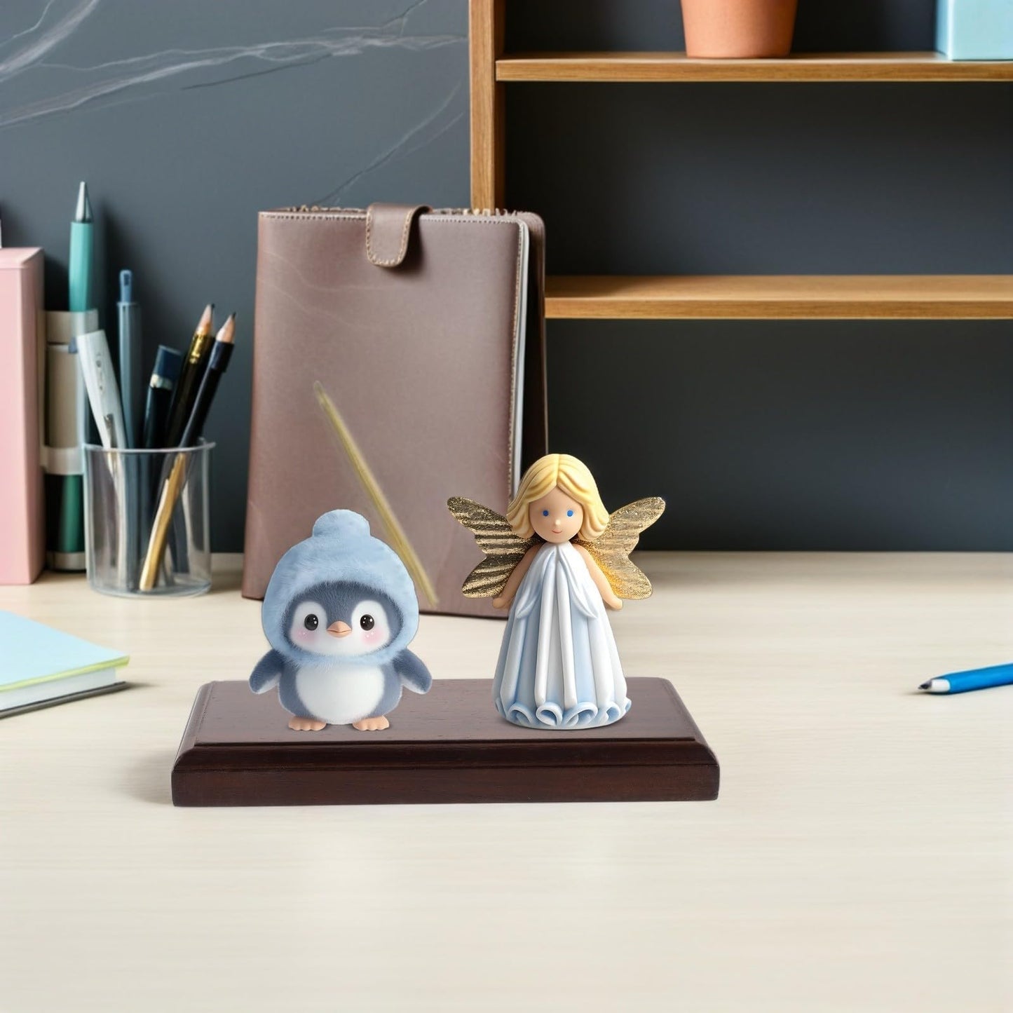 Anneome Wooden Display Stand for Action Figures and Planters, Natural Walnut Wood Material, Stable and Secure Multifunctional Riser Base Holder for Home Decoration and Car Display