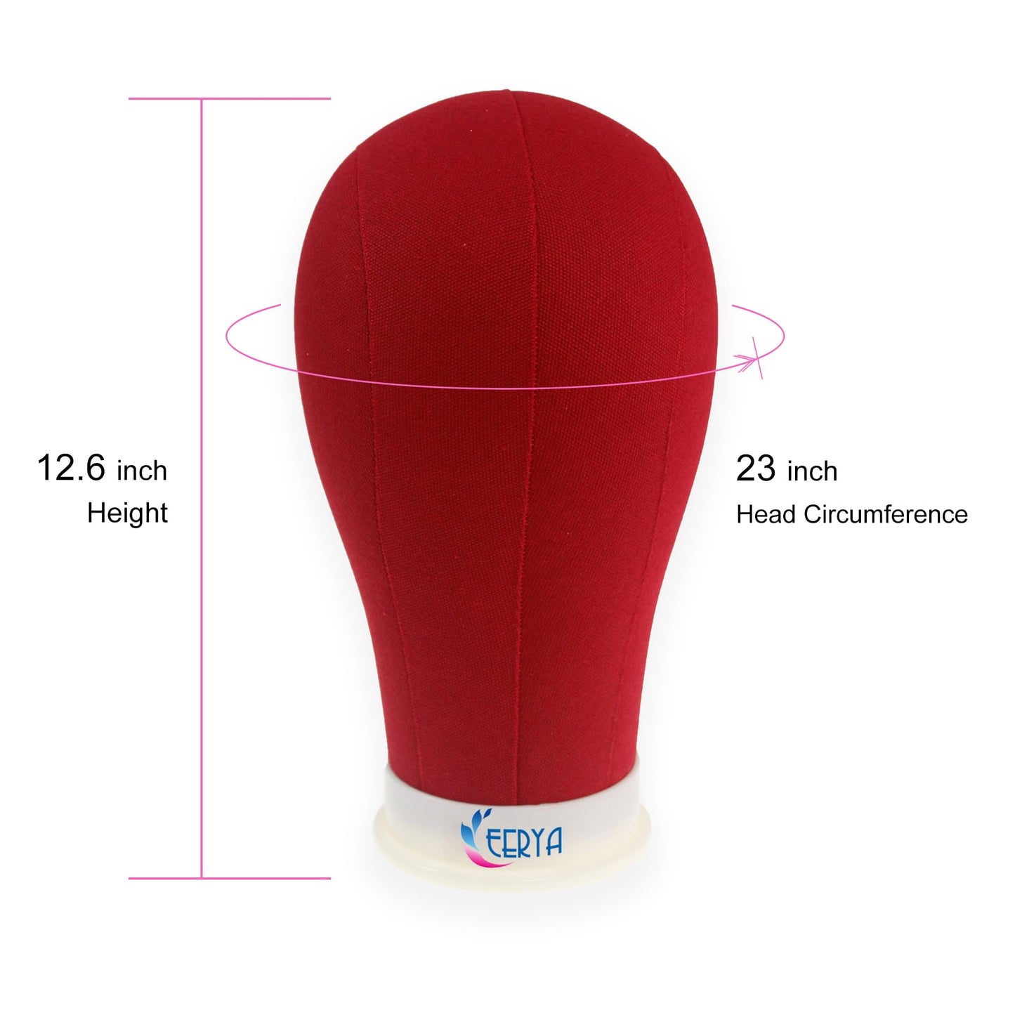Eerya 23 Inch Wig Head Stand Set for Wig Making Display Styling Training Poly Canvas Block Head with Mount Hole Mannequin Manikin Head Stand(23 Inch,red)