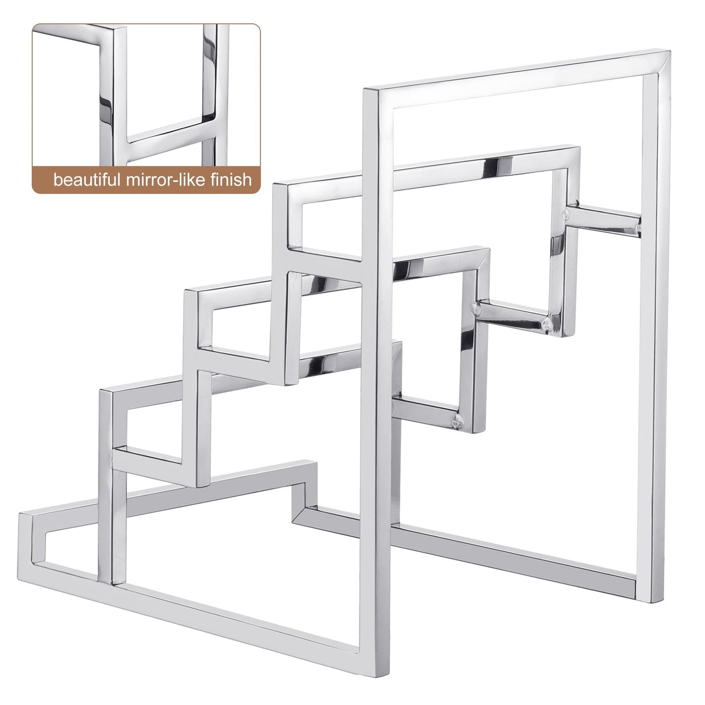 uxcell Clutch Purse Display Stand 4 Layer Wallet Display Rack Metal Clutch Holder Riser for Home Retail Store Supplies - Silver