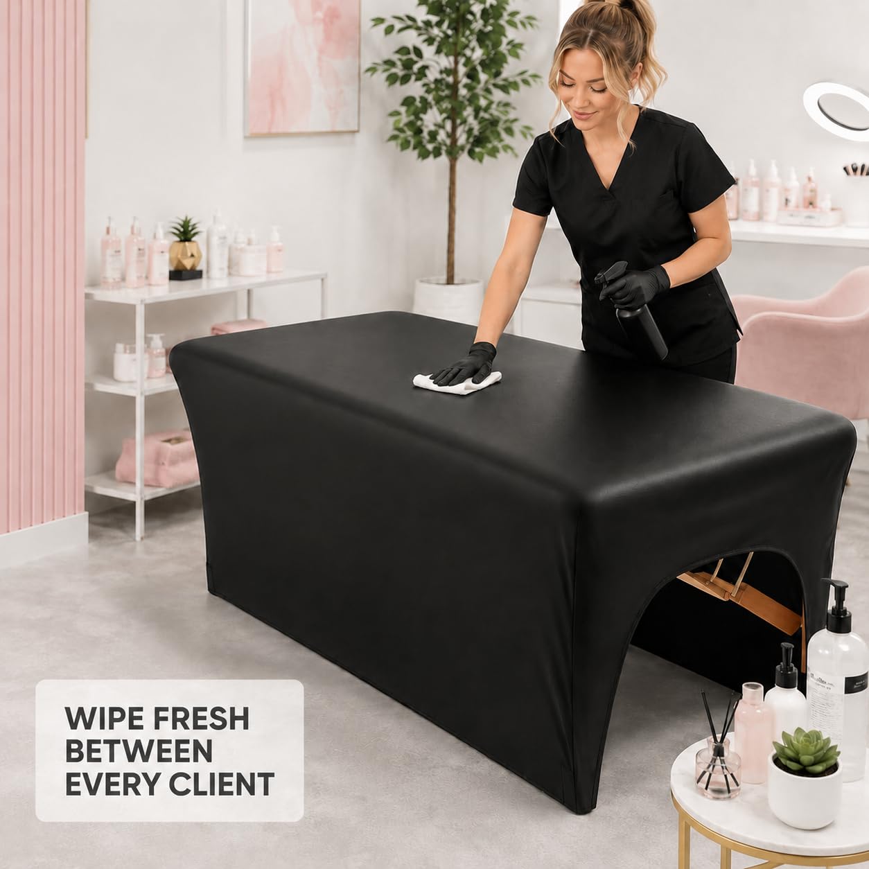 Onism Lash Bed Cover for Eyelash Extensions, Massage Table Cover, Black