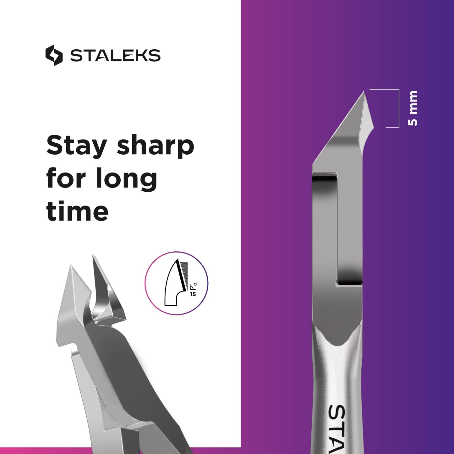 Staleks Pro SMART 10 Cuticle Nippers – 5 mm Blades – Satin Finish – Stainless Steel – Professional Skin Nippers for Classic Manicure & Hardware Use