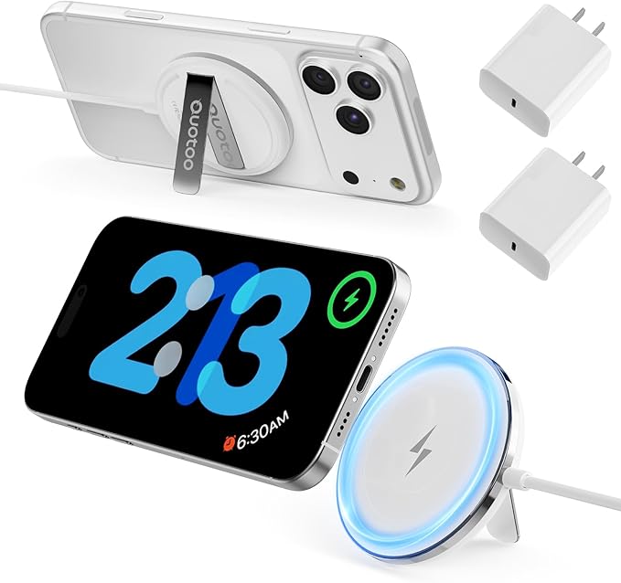 2025 Apple 15W Mag-Safe Charger 2Pack 5FT Magnetic Wireless Charger with 20W Fast Charging Block Compatible with iPhone17/16/15/14/13/12 Series AirPods 4/3/2/Pro/for iPhone Wireless Charger Stand