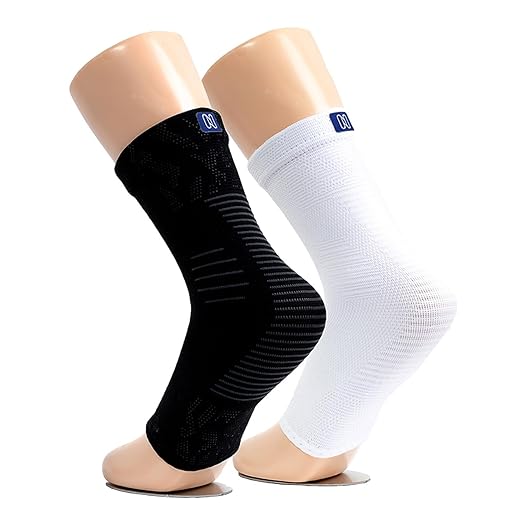 NanoSocks Compression Socks for Women & Men (1 Pair) - BEST Ankle Brace Support Sleeve for Neuropathy, Plantar Fasciitis, Diabetic Foot Nerve Pain Relief - Toeless (Large, Black)