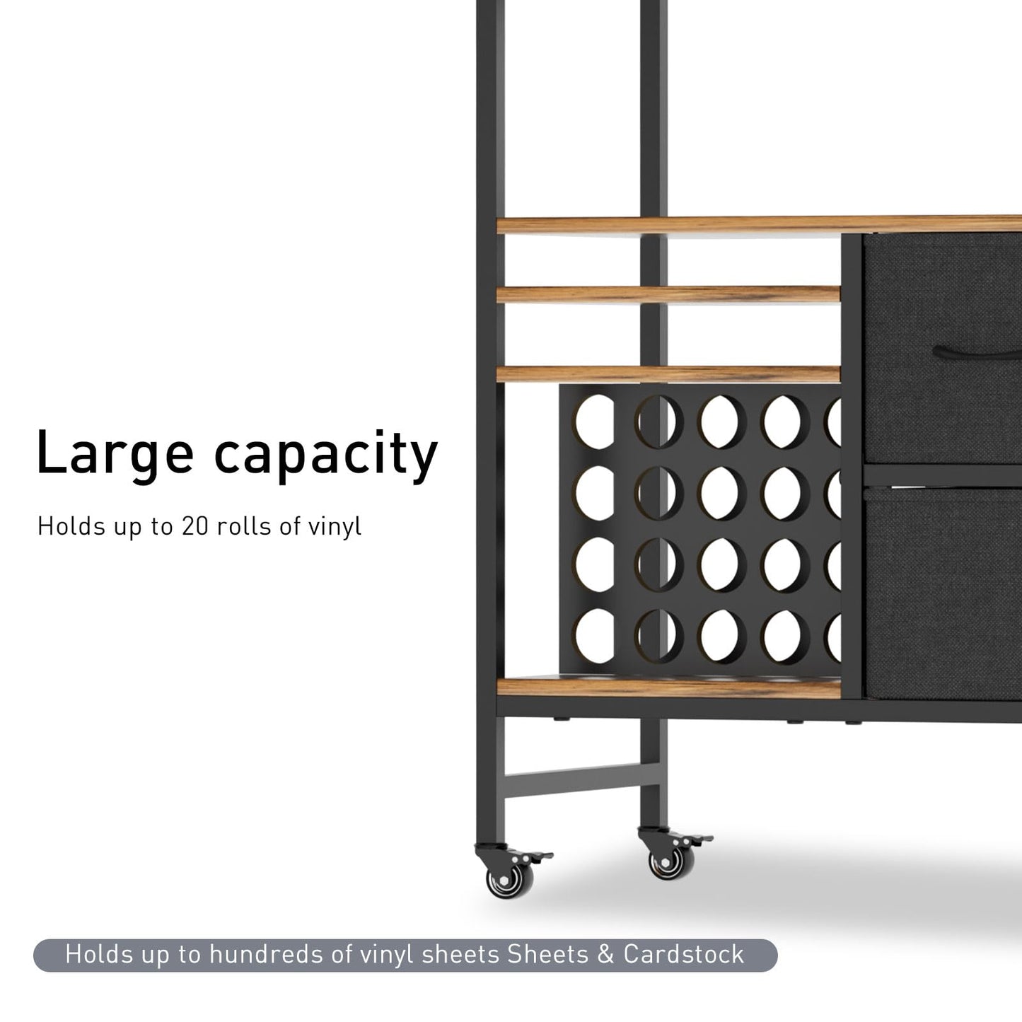 PUNLUXU Organizers and Storage Compatible with Cricut Machines - Vinyl Roll Holder, DIY Pegboard with Accessories Organizer, Rolling Craft Table with Storage Cabinet Workstation PU-03 Patent Protected