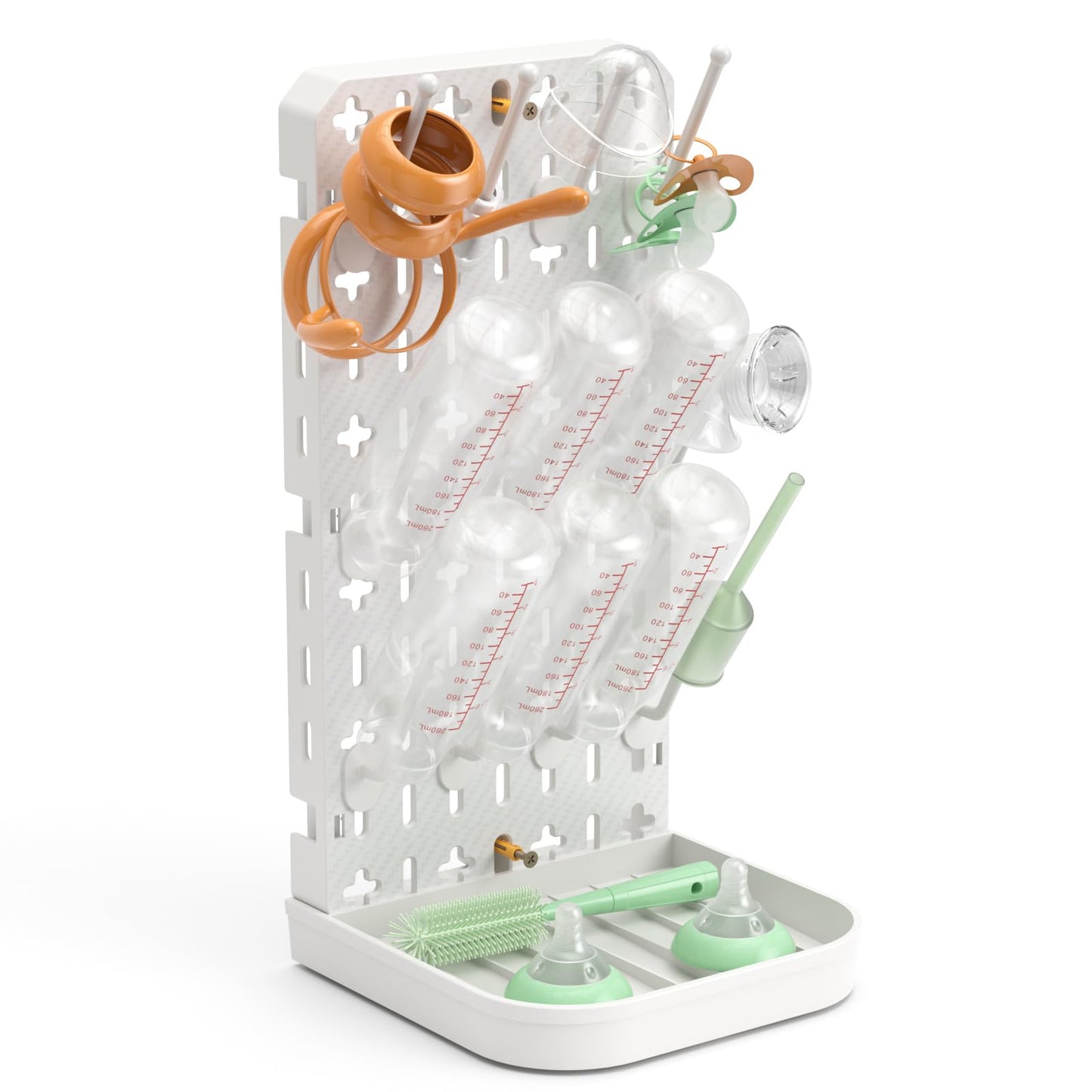 Baby Bottle Drying Rack Baby Bottle Holder Space Saving Bottle Dryer Rack Station Countertop Storage Organizer 12 Travel Bottle Drying Rack Vertical Breast Pump Part Plastic Bag Cup Dryer Tower White