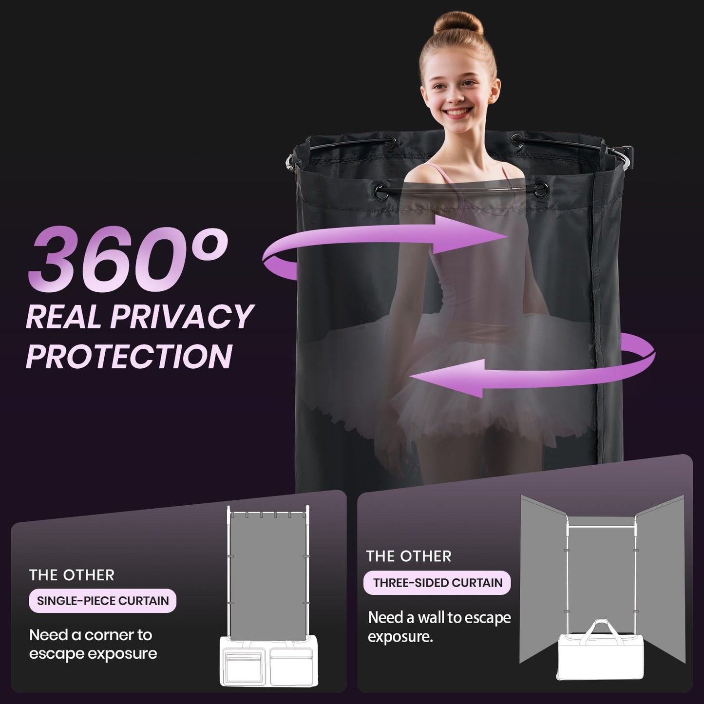 Fanwoli 28" Dance Bag with Rack and Dressing Room | Shine-Bright Collection | 360° Privacy Curtain | Ideal Competition Duffle Bag for for Dancer Cheerleader Little Princess (Including Curtain)
