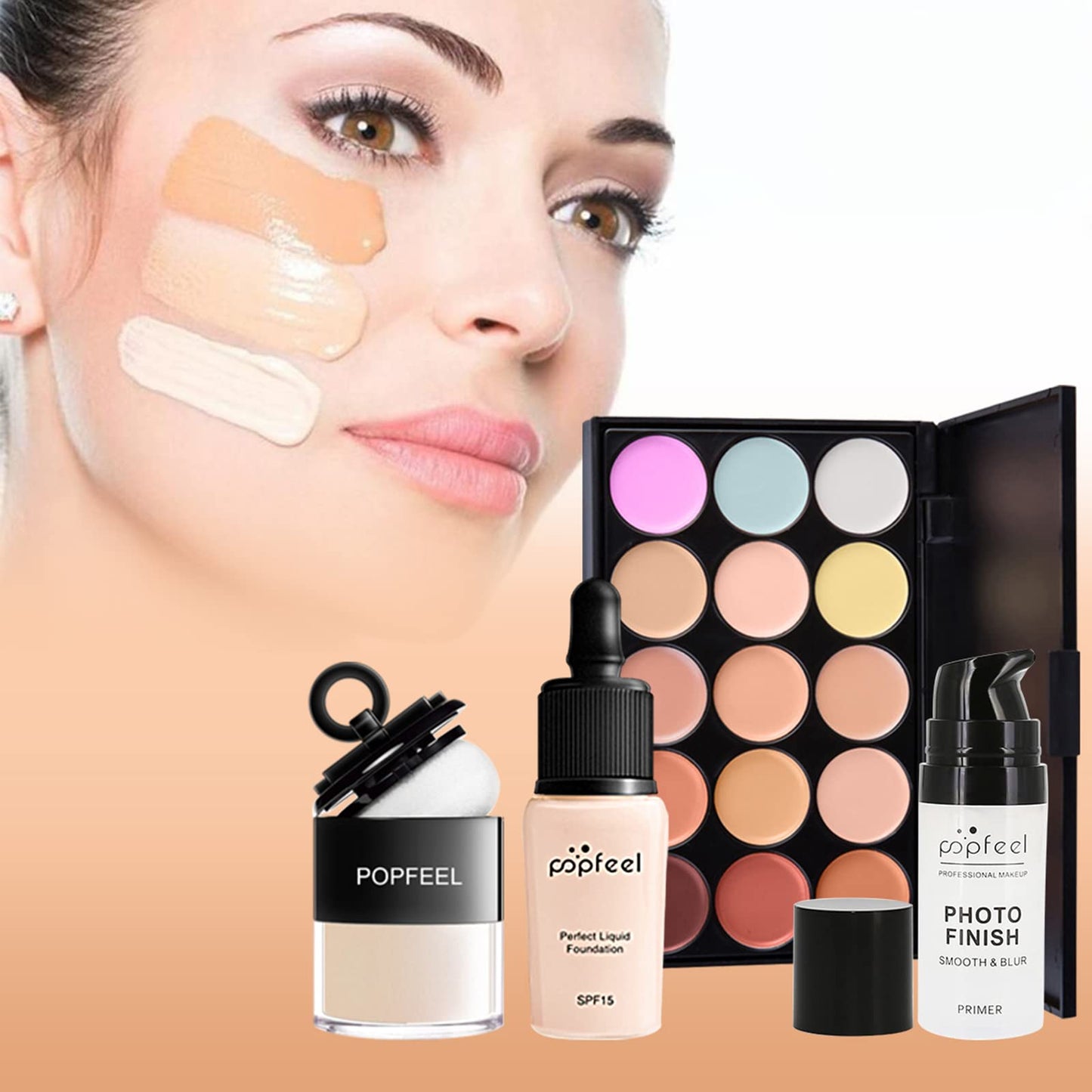 PhantomSky All in One Makeup Set Holiday Box, Essential Starter Bundle Include Eyeshadow Concealer Lipstick Lip Gloss Eyeliner Eyebrow Pencil Lip Balm Face Powder, Full Makeup Kit for Women Girls