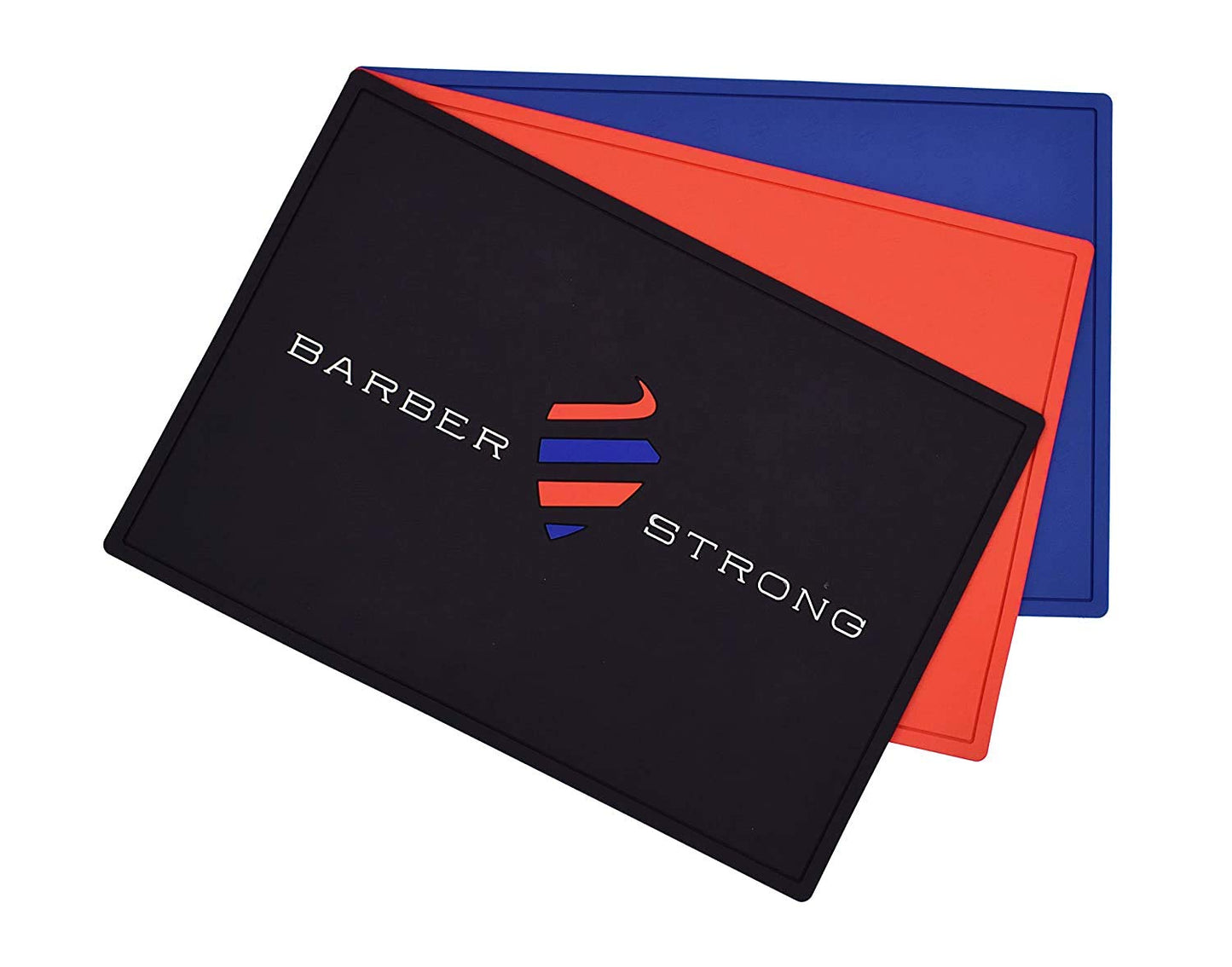 Barber Strong The Barber Mat, Countertop Workstation Mat for from Hair Cutting Tools and Accessories, Extra Grip for Slip-Prevention, Blue w/White Logo