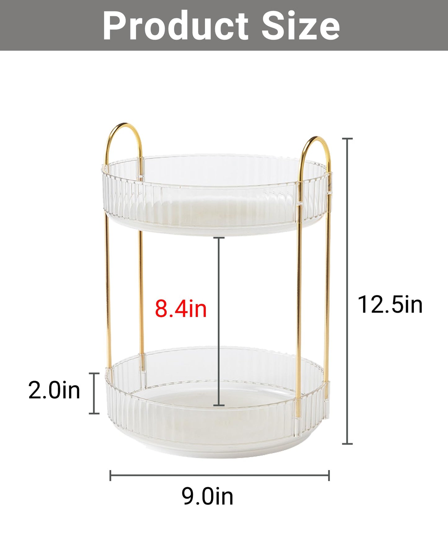 Asayuee 360 Rotating Makeup Organizer,2 Tier Large Capacity Make Up Organizers and Storage,Skincare Perfume Vanity Organizers,Bathroom Cosmetics Storage Organizer Countertop(Clear-2 Tier)